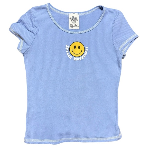 Lily Bleu Girls Smiley Face Tee Blue Size 7/8 - Picture 4 of 8